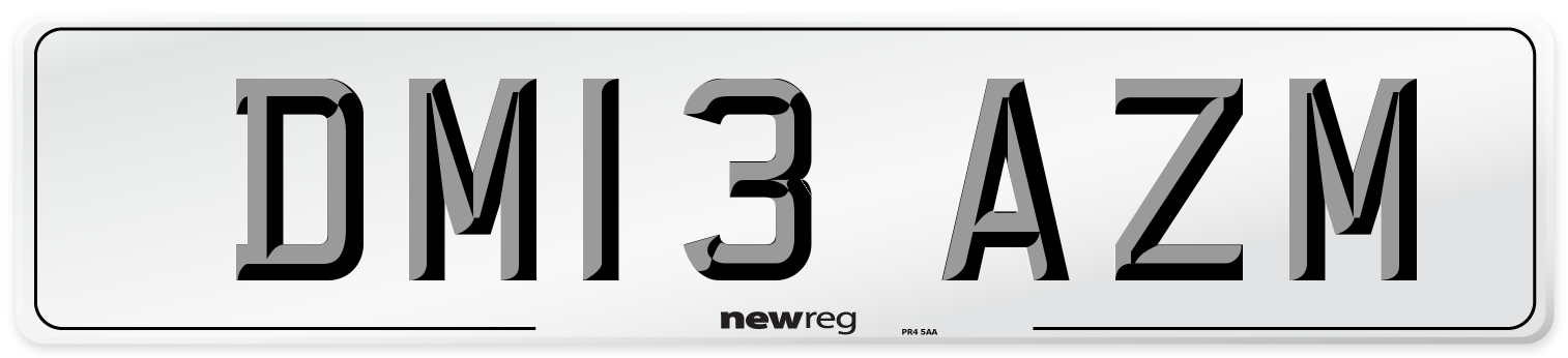 DM13 AZM Number Plate from New Reg